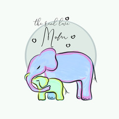 Hand drawn elephant for baby fashion