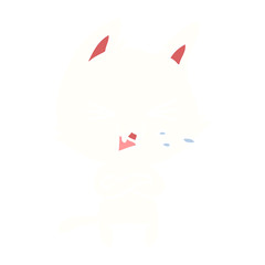 flat color style cartoon cat with crossed arms