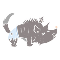 flat color style cartoon halloween werewolf