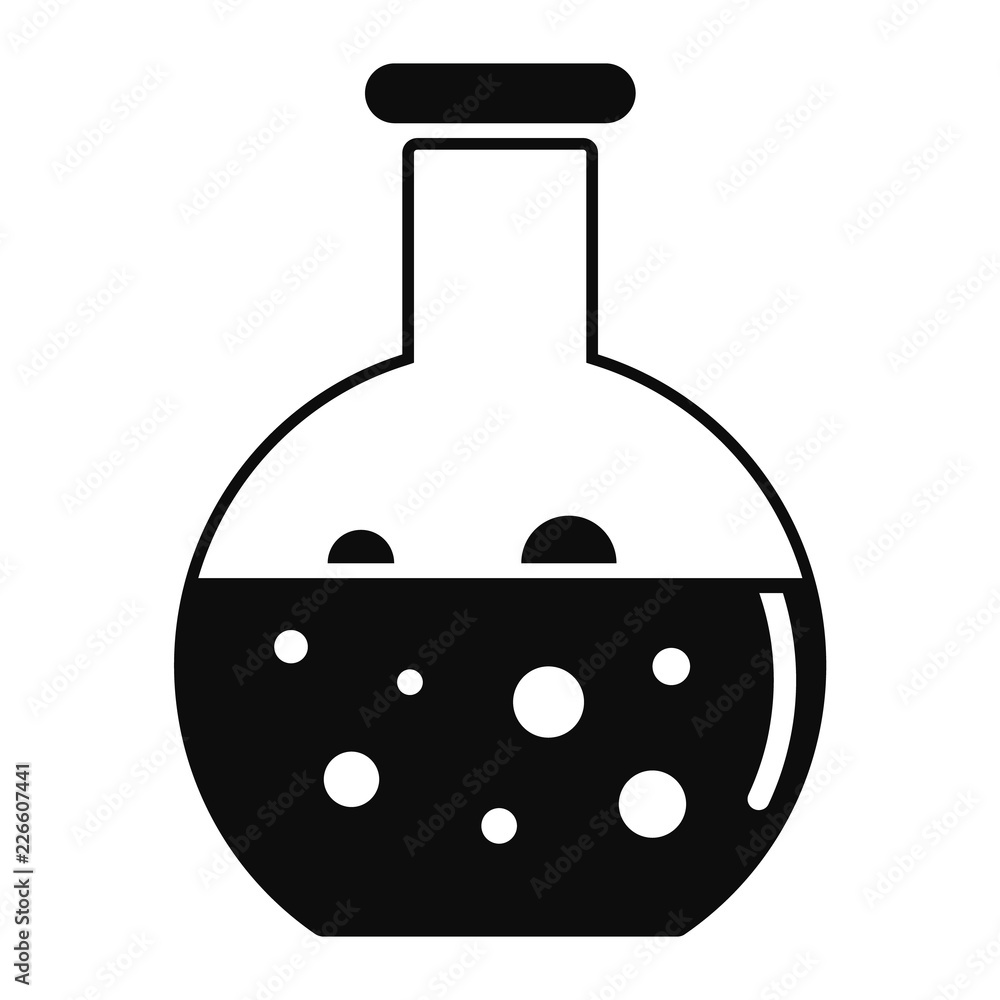 Poster chemical round flask icon. simple illustration of chemical round flask vector icon for web design is