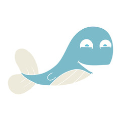 flat color illustration of a cartoon whale