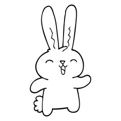 line drawing cartoon happy rabbit