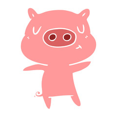 flat color style cartoon content pig
