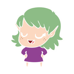 Obraz na płótnie Canvas happy flat color style cartoon elf girl