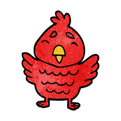 cartoon doodle red bird