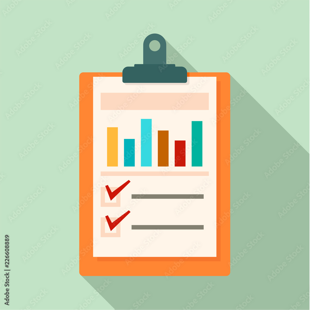 Poster checklist graph icon. flat illustration of checklist graph vector icon for web design