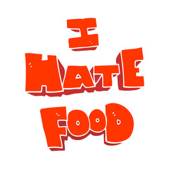 flat color illustration of a cartoon i hate food symbol