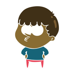 flat color style cartoon curious boy