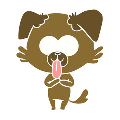 flat color style cartoon dog with tongue sticking out