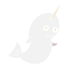 cartoon doodle white narwhal © lineartestpilot