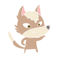 friendly flat color style cartoon wolf