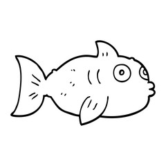 line drawing cartoon fish