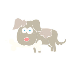flat color illustration of a cartoon dog with bone