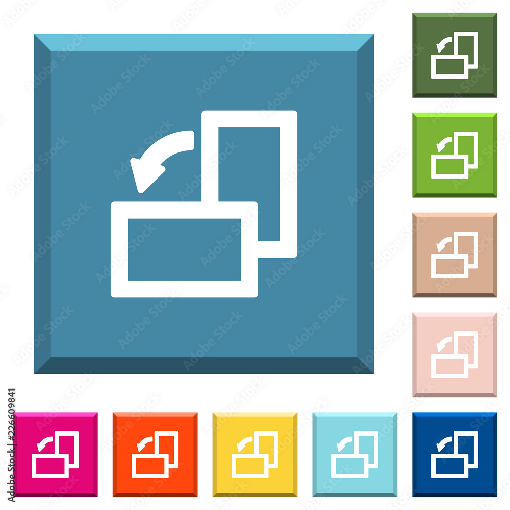 Poster rotate left white icons on edged square buttons