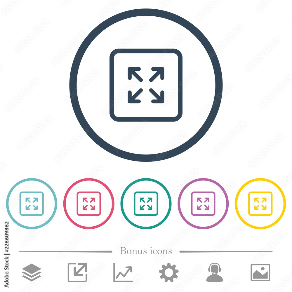 Poster enlarge object flat color icons in round outlines