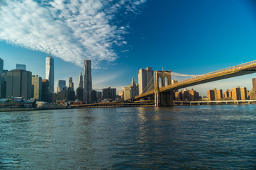 Fototapeta premium Blick auf Down Town über East River