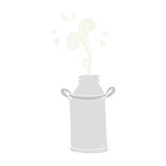 flat color illustration of a cartoon milk barrel