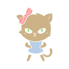 cute flat color style cartoon cat
