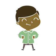 flat color style cartoon boy with hands on hips