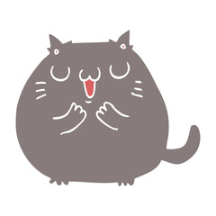 happy flat color style cartoon cat