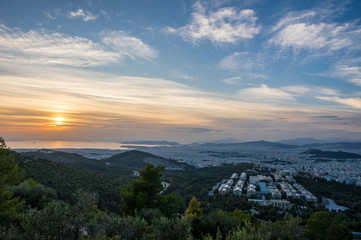 Fototapeta na wymiar Sunset view of ships in Piraeus port, Athens in Greece