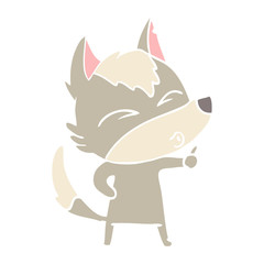 flat color style cartoon wolf pouting