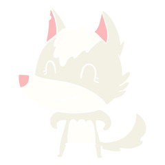 friendly flat color style cartoon wolf