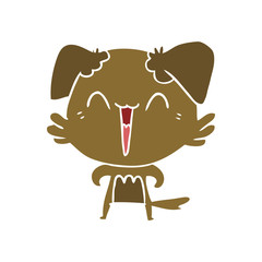 happy little dog flat color style cartoon