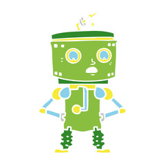 flat color style cartoon robot with hands on hips