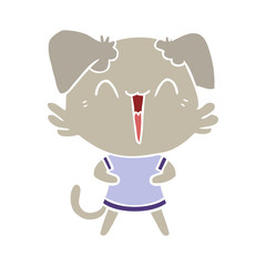 happy little dog flat color style cartoon