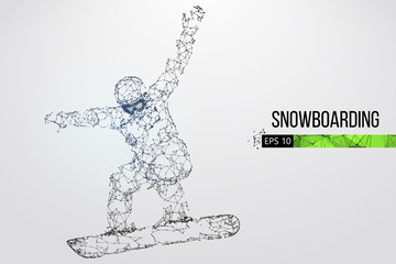 Silhouette of a snowboarder jumping isolated. Vector illustration