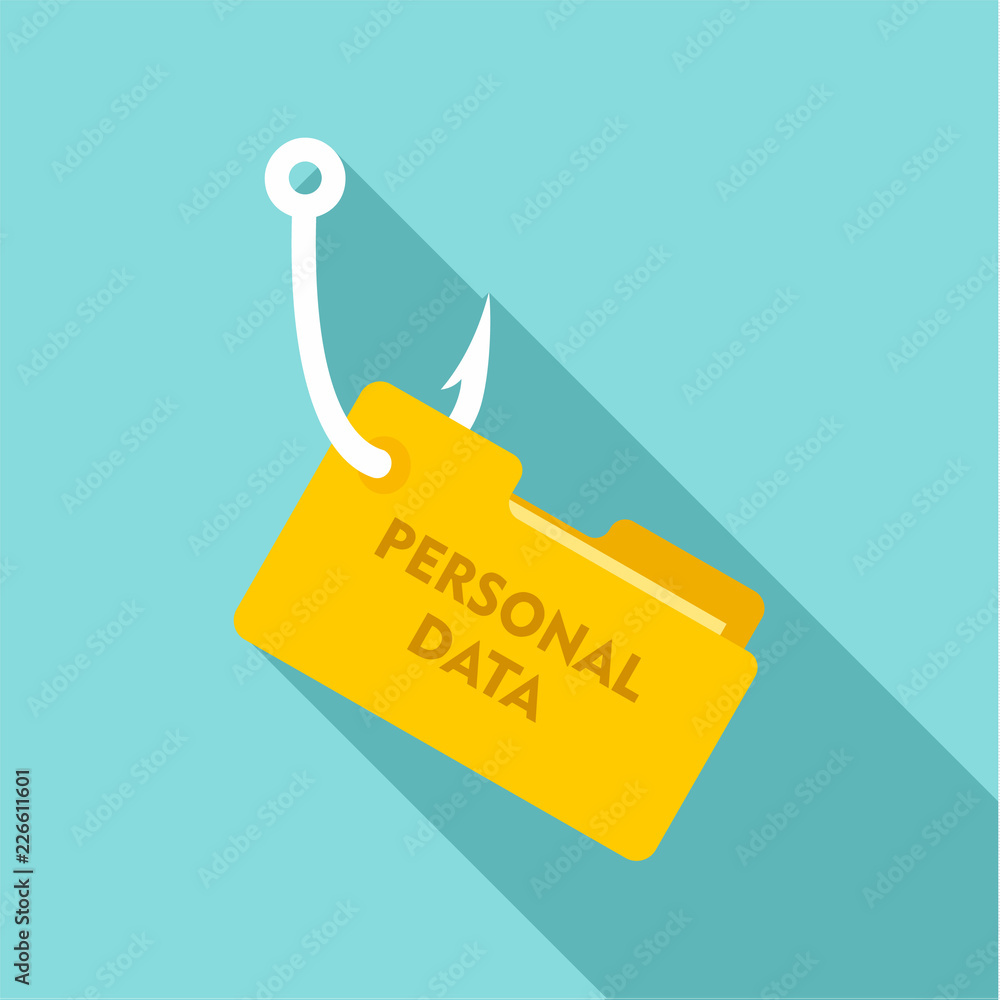 Poster phishing personal data icon. flat illustration of phishing personal data vector icon for web design