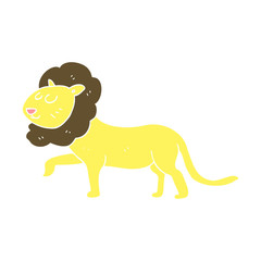 flat color illustration of a cartoon lion