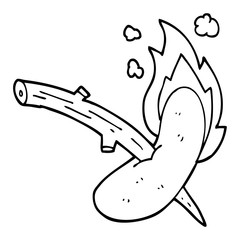 line drawing cartoon of a hot dog
