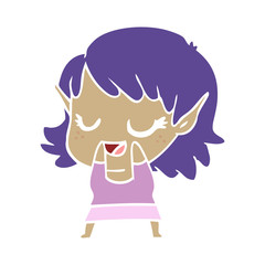 happy flat color style cartoon elf girl