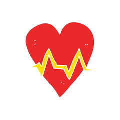 flat color illustration of a cartoon heart rate pulse symbol