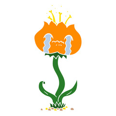 flat color style cartoon flower crying