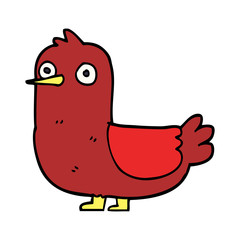 cartoon doodle red bird