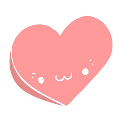 flat color style cartoon love heart with face
