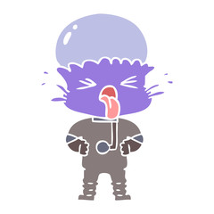 disgusted flat color style cartoon alien