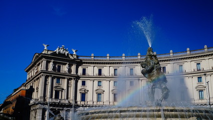 Rome, Italy - September 11, 2018: Details of the fountain of the Naiads by the Palermo artist Mario...