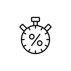 Fototapeta premium accumulation concept. chronometer and percent line outline black vector icon