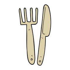 cartoon doodle plastic knife and fork