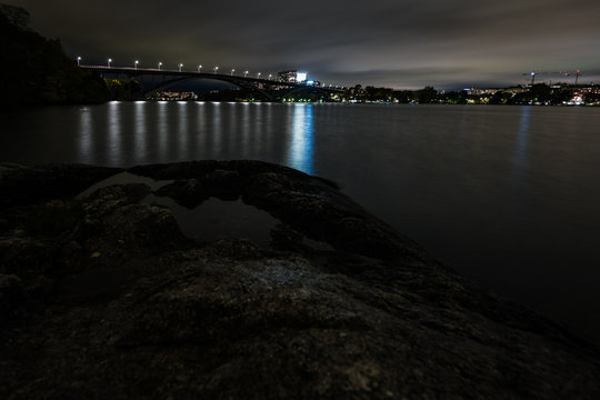 bridge at night - västerbron in stockholm