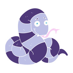 flat color illustration of a cartoon snake