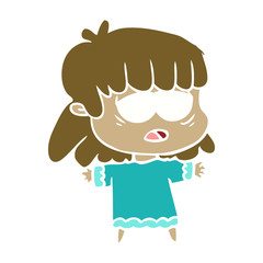 flat color style cartoon tired woman