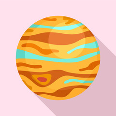 Jupiter planet icon. Flat illustration of jupiter planet vector icon for web design