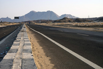 lonely Street in the Desert of Egypt