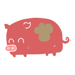 cute flat color style cartoon pig