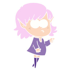 flat color style cartoon elf girl pointing